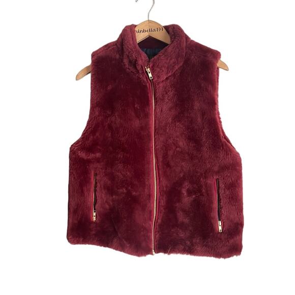 J.Crew Plush Fleece Excursion Vest Crimson Maple - Picture 3 of 13